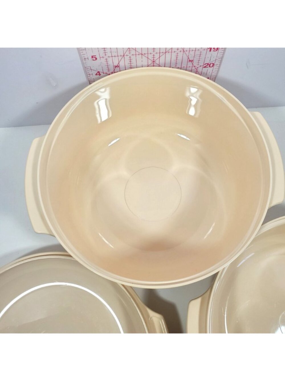 Tupperware Stack Cooker Almond Beige 3, 1 3/4, 1 Quart Lot Barely Used w Manual - Picture 5 of 13